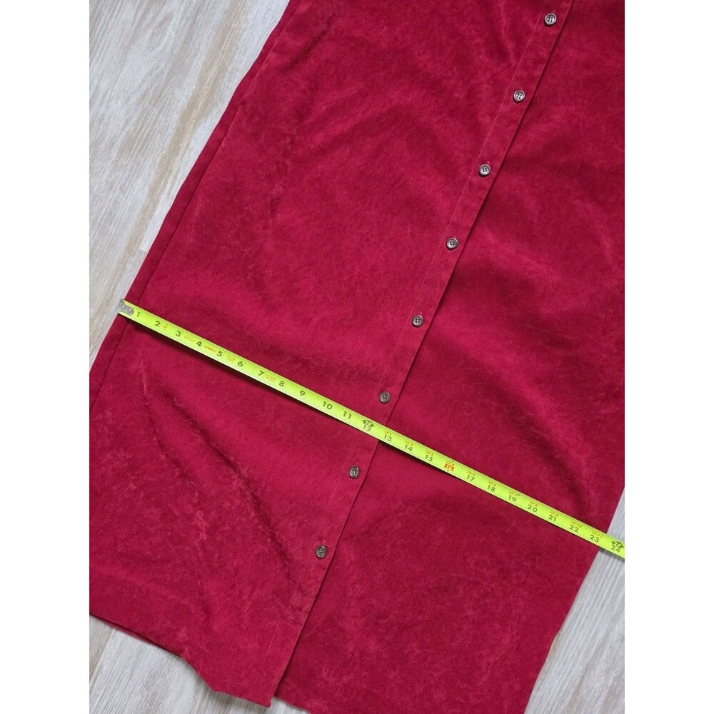 Talbots Red Maxi Dress Womens 14 Button Front Sleeveless Pocket USA Made EUC - Picture 7 of 10